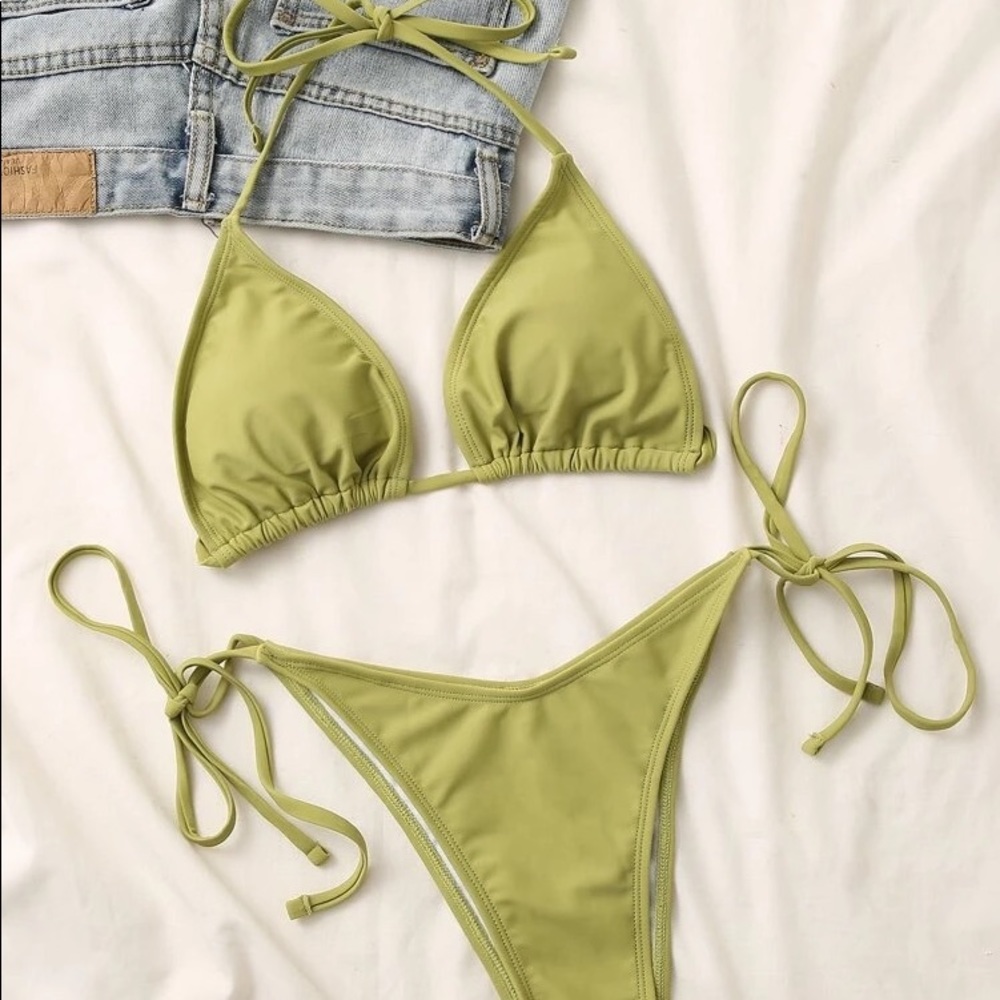Halter triangle tie side bikini swimsuit